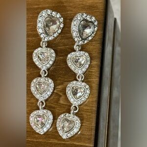 Elegant Silver Heart Drop Earrings